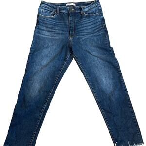 Eunina Super High Rise Mom Skinny Jeans with Raw Distressed Hem Size 15/33